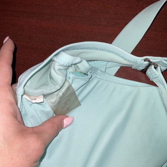 CALIA by Carrie Underwood Light Blue Knot Front Bikini Top - Picture 2 of 3